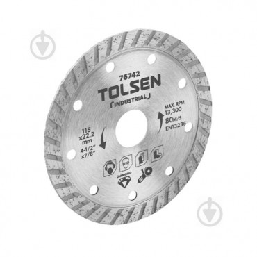 Диск алмазный отрезной Tolsen Profi 125x10x22,2 бетон, кирпич, камень, керамика 76743