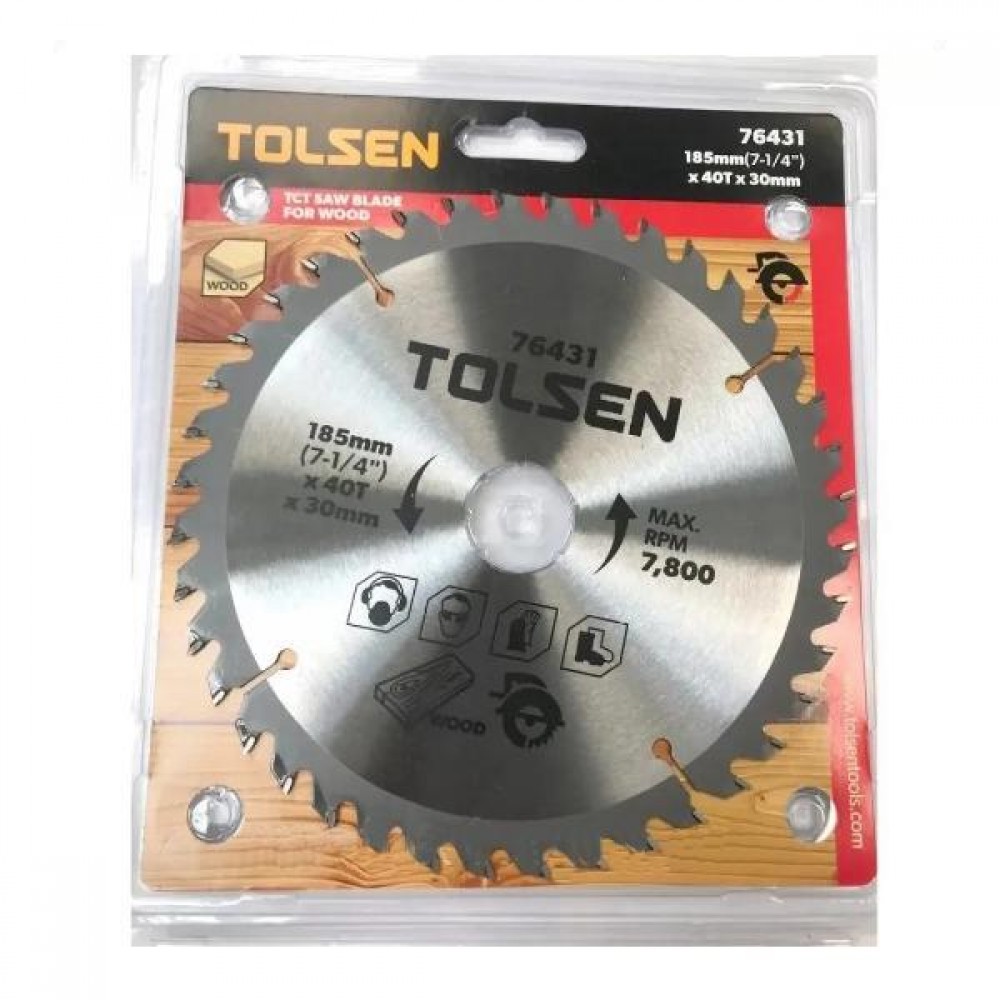 Диск пильный с ТВС напайками по дереву Tolsen Tools 185х3х30 мм 40 зубьев