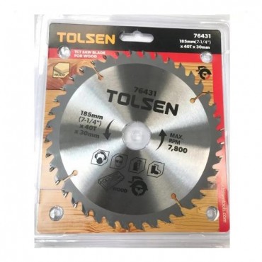 Диск пильный с ТВС напайками по дереву Tolsen Tools 185х3х30 мм 40 зубьев