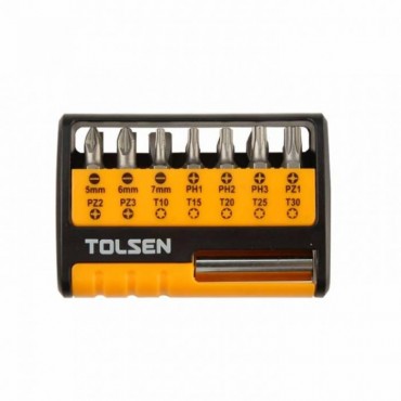 Комплект бит Tolsen Tools с магнитным держателем 1/4" SL/PH/PX/Tx 15 предметов