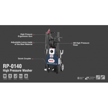 Мойка высокого давления,5.28 л/мин, 140 бар ,1800 Вт RP-0140