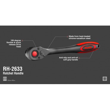 Рукоятка с храповым механизмом - 1/2 "- 25 мм - прямая RH-2633