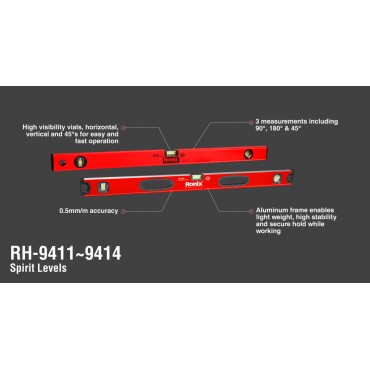 Строительный Уровень 400 мм c точностьей 0,5 мм RH-9412