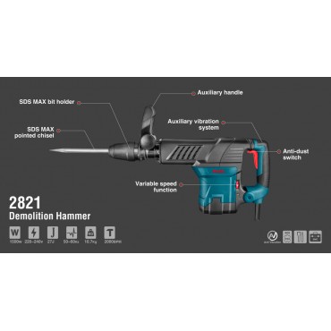 Отбойный молоток 1500 Вт, 2000 уд/мин 2821