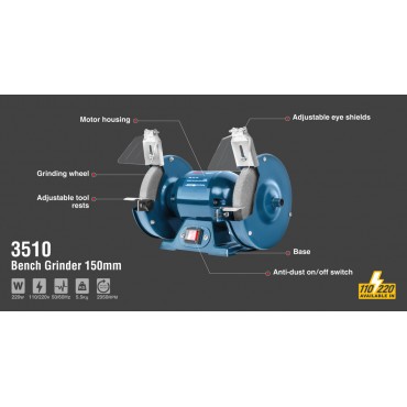 Настольная шлифовальная машина, 220 В, 60 Гц, 2950 об/мин 3510