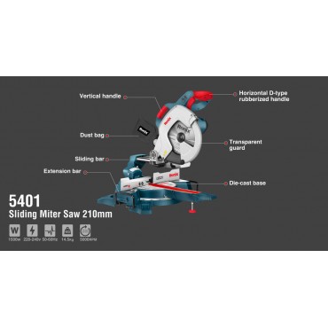 Компаундная скользящая торцовая пила 210мм 5401